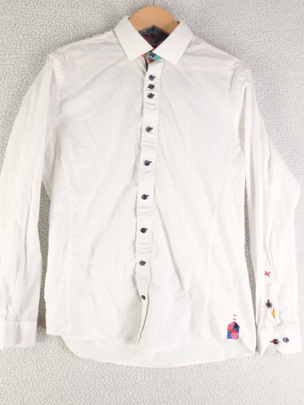 Au Noir Shirt Mens 3 Medium White Button Up Geometric Long Sleeve